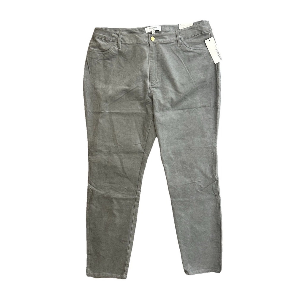 Ellen Tracy Women's Denim Hight Rise Velvet Skinny Pants Gray Sz 14 Stretch NWT